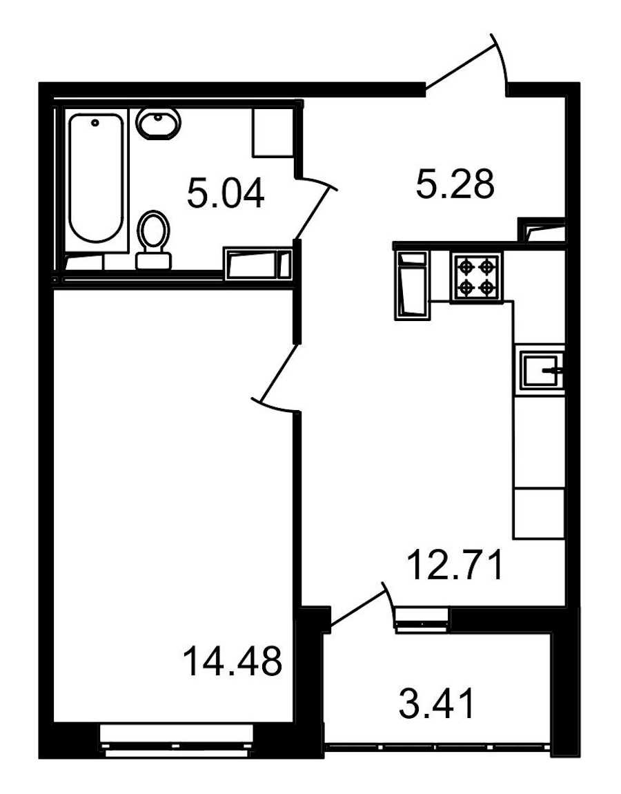 Однокомнатная квартира в : площадь 37.51 м2 , этаж: 11 – купить в Санкт-Петербурге